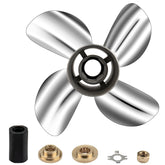 10.625 x 15 Trophy Edelstahlpropeller 4 Blätter für Mercury 25-70 PS 13 Spline-Zähne